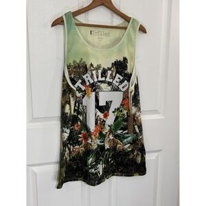 Trilled Being True Real Men Mesh Tank Top Jersey Jungle Lynx Print Size XL 0628